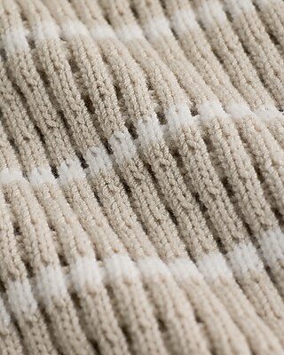 Striped Open Stitch Short Sleeve Cardigan