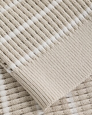Striped Open Stitch Short Sleeve Cardigan