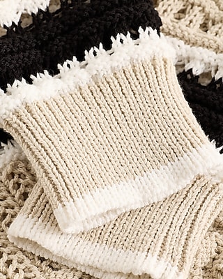 Striped Crochet Off The Shoulder Sweater