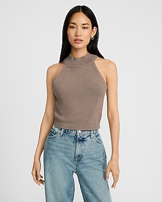 Satin Halter Cowl Neck Tank
