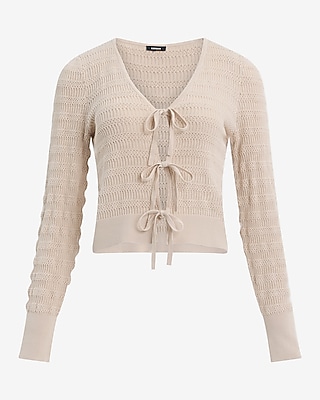 Textured Tie Front Cardigan