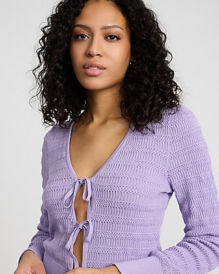 Textured Tie Front Cardigan