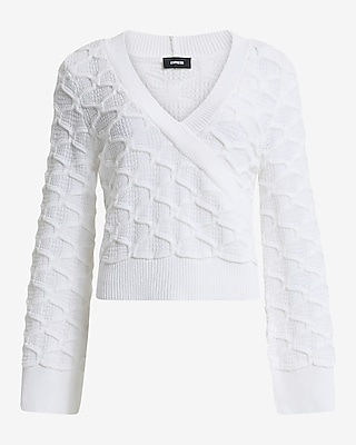 Textured Surplice Cropped Sweater
