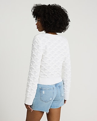 Textured Surplice Cropped Sweater