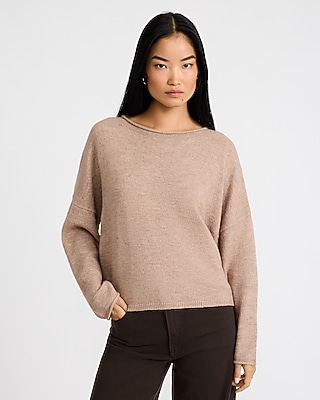 Wool-Blend Roll Hem Sweater