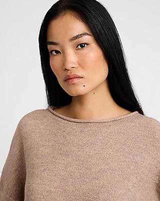 Wool-Blend Roll Hem Sweater