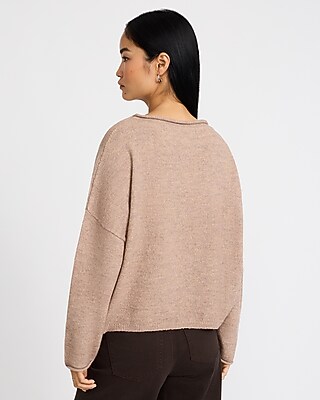 Wool-Blend Roll Hem Sweater