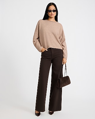 Wool-Blend Roll Hem Sweater