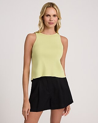 Ribbed High Neck Open Back Sweater Tank - image 2