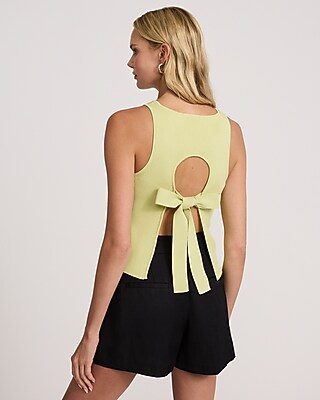 Ribbed High Neck Open Back Sweater Tank - image 3