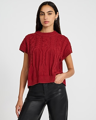 Cable Knit Short Sleeve Cardigan In Airy Soft | Express