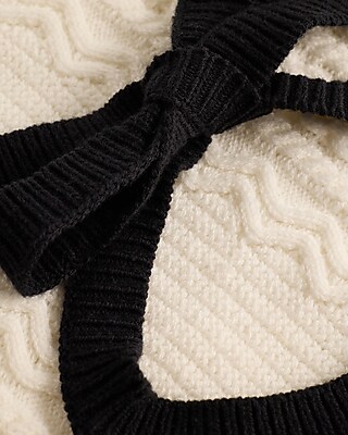 Tipped Cable Knit Tie Halter Sweater Tank - image 5