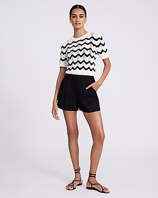 Skimming Crochet Crew Neck Short Sleeve Sweater Tee