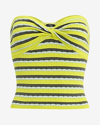 Striped Twist Front Sweater Tube Top