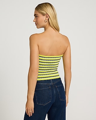 Striped Twist Front Sweater Tube Top