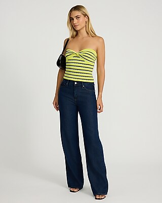 Striped Twist Front Sweater Tube Top
