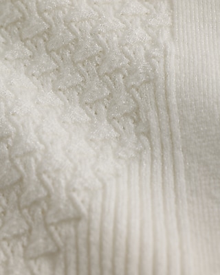 Collared Patterned Knit Short Puff Sleeve Sweater