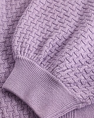 Collared Patterned Knit Short Puff Sleeve Sweater