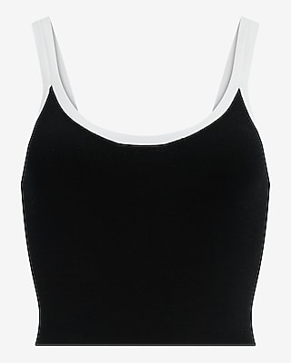 Body Contour Tipped Scoop Neck Cropped Sweater Tank