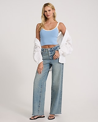 Body Contour Tipped Scoop Neck Cropped Sweater Tank