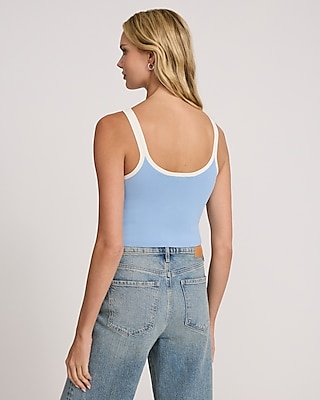 Body Contour Tipped Scoop Neck Cropped Sweater Tank