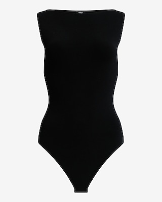 Crepe Knit Body Contour Boat Neck Sweater Bodysuit