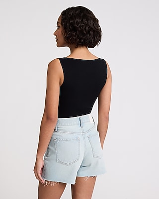Crepe Knit Body Contour Boat Neck Sweater Bodysuit