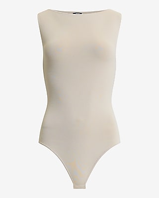 Crepe Knit Body Contour Boat Neck Sweater Bodysuit