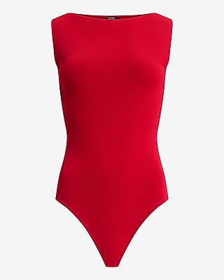 Crepe Knit Body Contour Boat Neck Sweater Bodysuit
