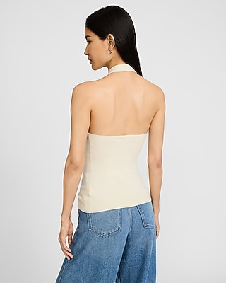 Halter V-Neck Button Front Sweater Vest - image 2