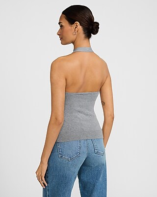 Halter V-Neck Button Front Sweater Vest - image 2