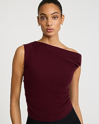 Fitted Off The Shoulder Sleeveless Sweater