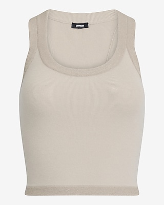 Shine Tipped Scoop Neck Racerback Sweater Tank
