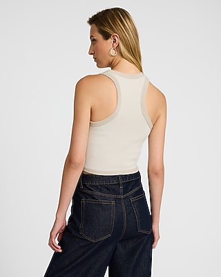 Shine Tipped Scoop Neck Racerback Sweater Tank