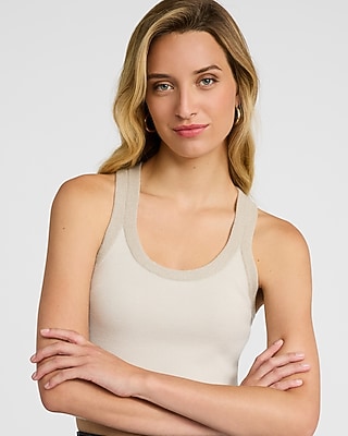 Shine Tipped Scoop Neck Racerback Sweater Tank