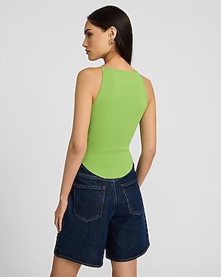 Body Contour High Neck Sweater Tank