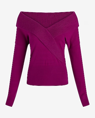 Off The Shoulder Surplice Sweater
