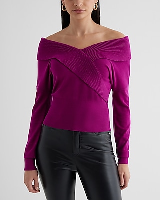Off The Shoulder Surplice Sweater