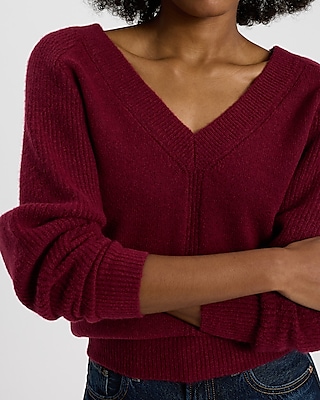 Mix Stitch V-Neck Banded Bottom SoHo Sweater