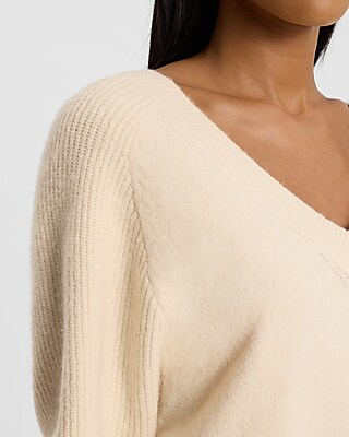 Mix Stitch V-Neck Banded Bottom SoHo Sweater