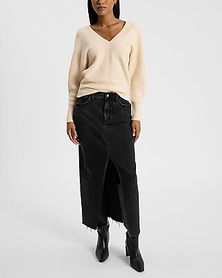 Mix Stitch V-Neck Banded Bottom SoHo Sweater