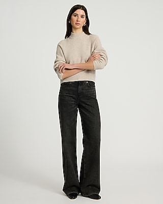 Merino-Blend Mock Neck Sweater