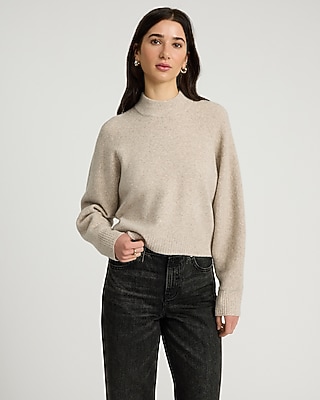 Merino-Blend Mock Neck Sweater
