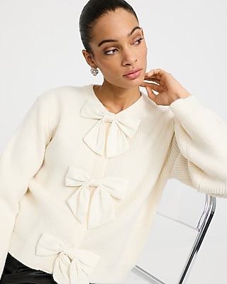 Bow Front Crew Neck Cardigan