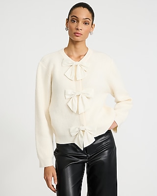 Bow Front Crew Neck Cardigan