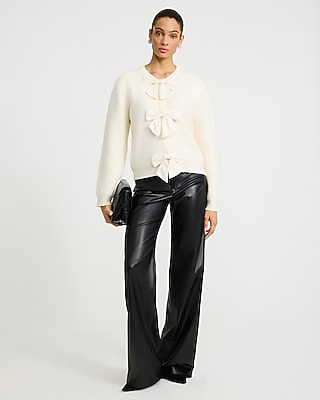 Bow Front Crew Neck Cardigan
