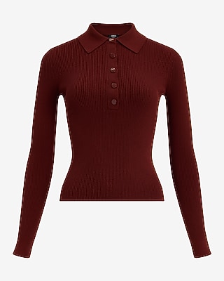 Silky Soft Fitted Ribbed Polo Sweater