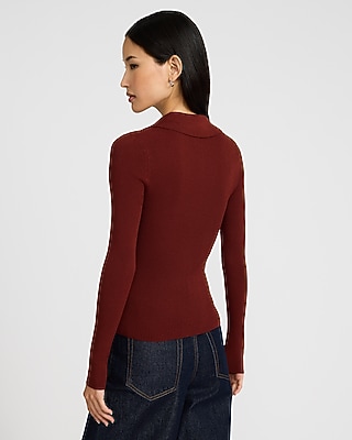 Silky Soft Fitted Ribbed Polo Sweater