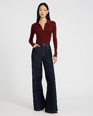 Silky Soft Fitted Ribbed Polo Sweater