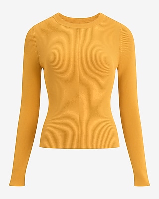 Fitted Ribbed Crew Neck Sweater